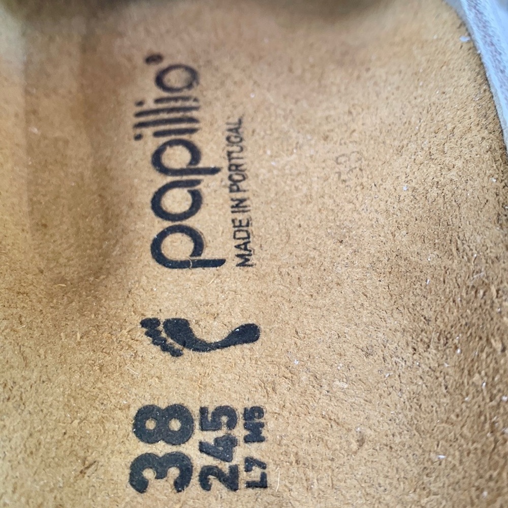 BIRKENSTOCK PAPILLIO Arizona Taupe Tan Suede Leather Chunky Platform Sandals - Picture 6 of 12